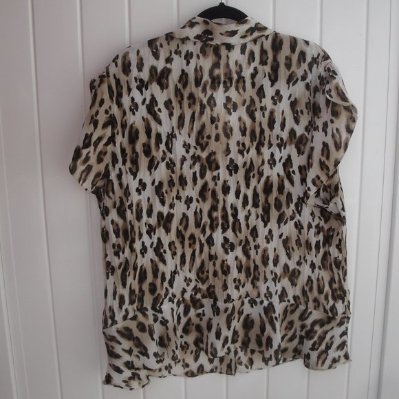 Bethany Womens Blouse 18W 1X Animal Print Sheer Top - Picture 3 of 3